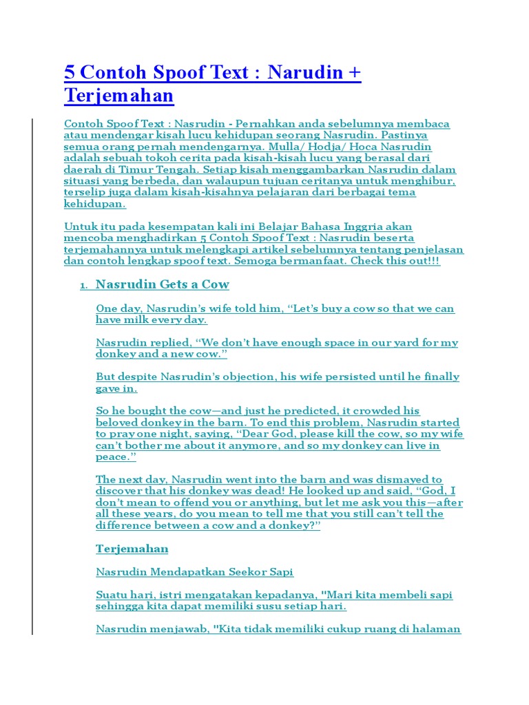 5 Contoh Spoof Text Docx