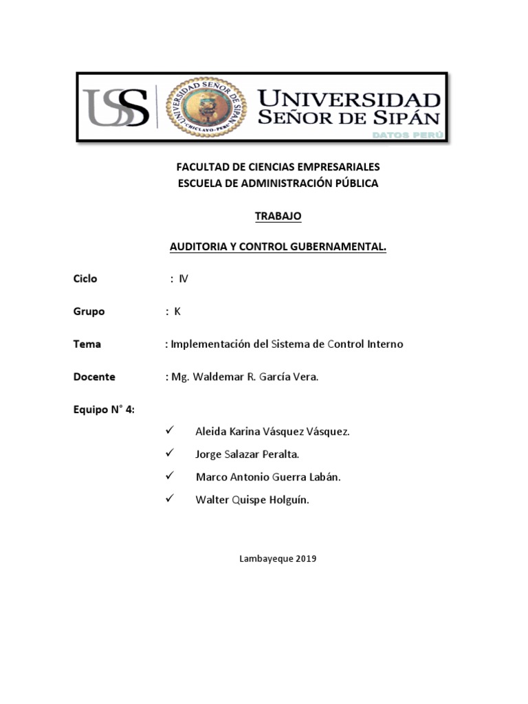 Implementación Del Sistema de Control Interno | PDF | Cultura ...