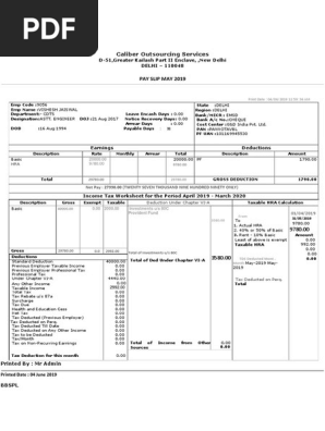 Pay slip