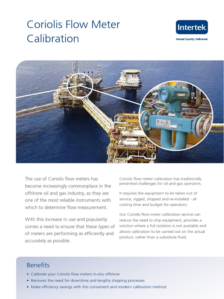 Coriolis Flow Meter Calibration Services Data Sheet  Quality