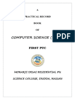 Computer Science Practical Record Book (PCMC) First PUC