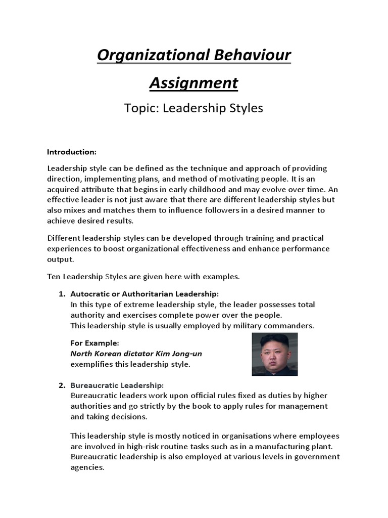 Organizational Behavior Leadership Pdf Leadership Motivation