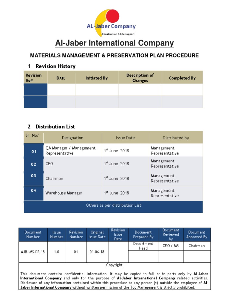 Material Management Plan PDF Shelf Life Warehouse