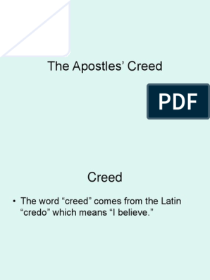 The Apostles' Creed I believe in God the Father Almighty, - ppt download