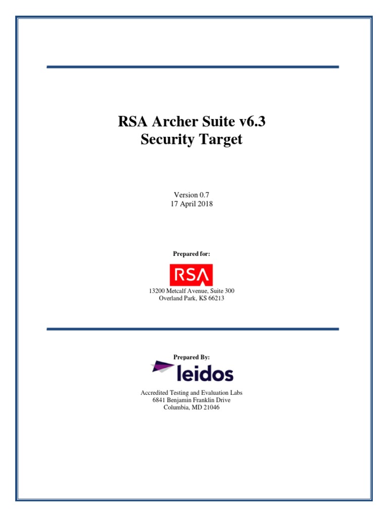 RSA Archer 6.3 ST v0.7 | PDF | Computer Security | Security