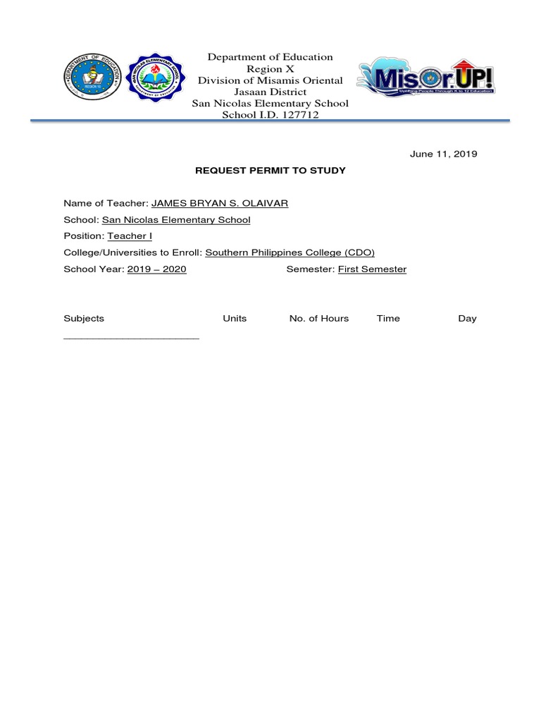 Department of Education Region X Division of Misamis Oriental Jasaan