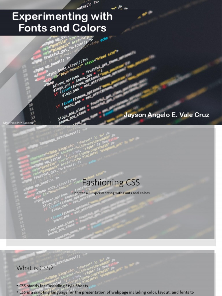 Experimenting With Fonts and Colors: Jayson Angelo E. Vale Cruz | PDF ...