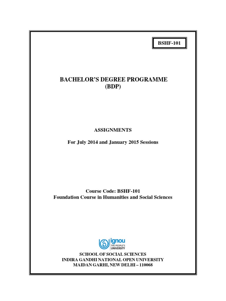 BSHF - 101 Eng - (2014-15) PDF | PDF | Question | Social Science