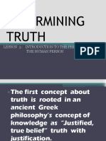 Determining Truth: Lesson 3: Introduction To The Philosophy of The Human Person