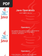 Java Operators: Jayson Angelo E. Vale Cruz