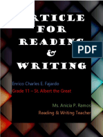 Article For Reading and Writing