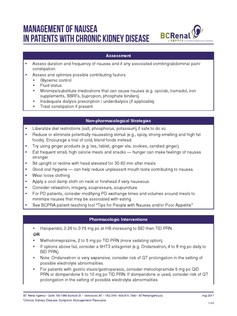 Management of Nausea in Patients With Chronic Kidney Disease PDF