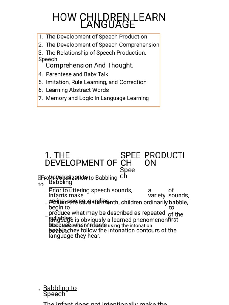How Children Acquire Language Skills | PDF | Speech | Language Mechanics