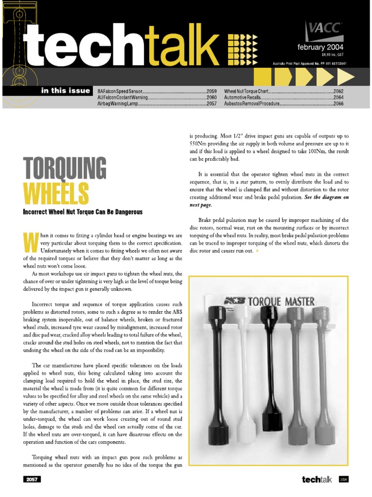 Wheel Nut Torque Chart | Download Free PDF | Vehicle Technology | Vehicles