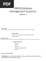 DBMS (Database Management Systems) : Module-1