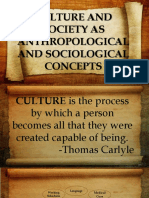 Culture and Society As Anthropological and Sociological Concepts