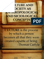 Culture and Society As Anthropological and Siciological Concepts