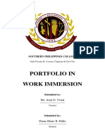 Portfolio in Work Immersion: Southern Philippines College