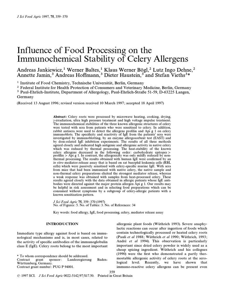 Celery Allergens PDF Western Blot Allergen