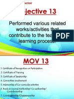 Objective 13: Performed Various Related Works/activities That Contribute To The Teaching-Learning Process