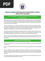 Results-Based Performance Management System (RPMS) For Teachers