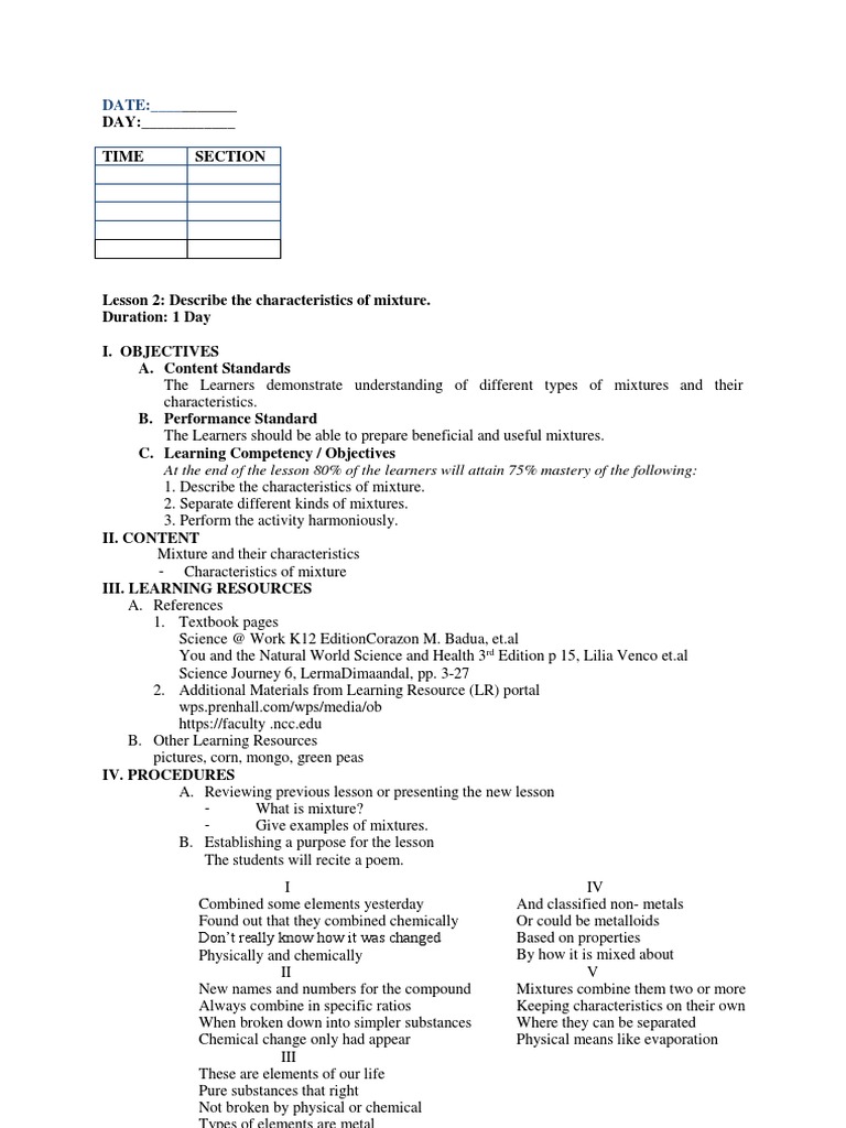 Mixture Characteristics for Grade 6 | PDF | Chemical Substances | Mixture