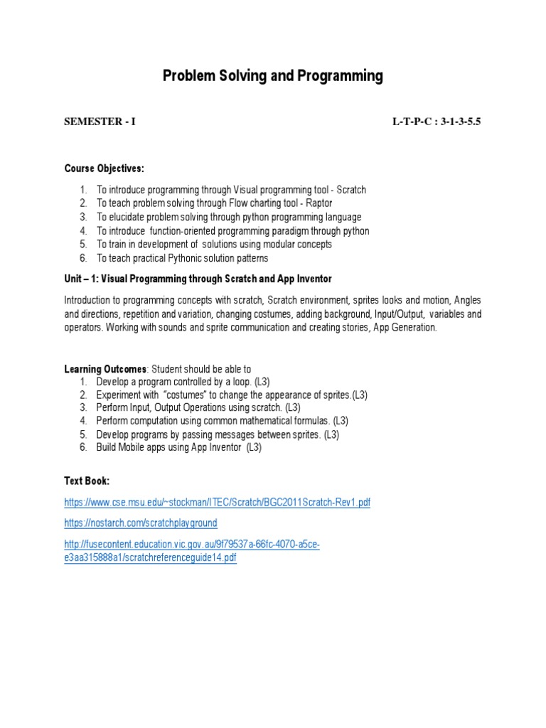 04-Problem Solving And Programming | Pdf | Scratch (Programming Language) | Python (Programming Language)