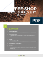 SUJ Coffee Shop Equipment List