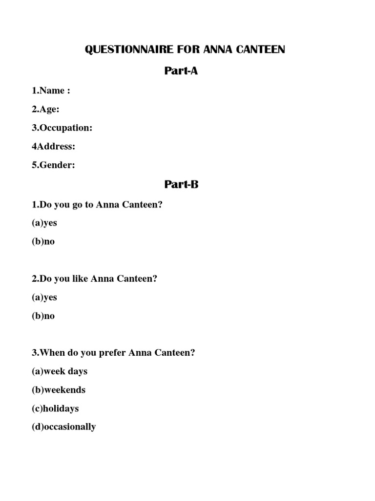 Anna Canteen Customer Survey | PDF