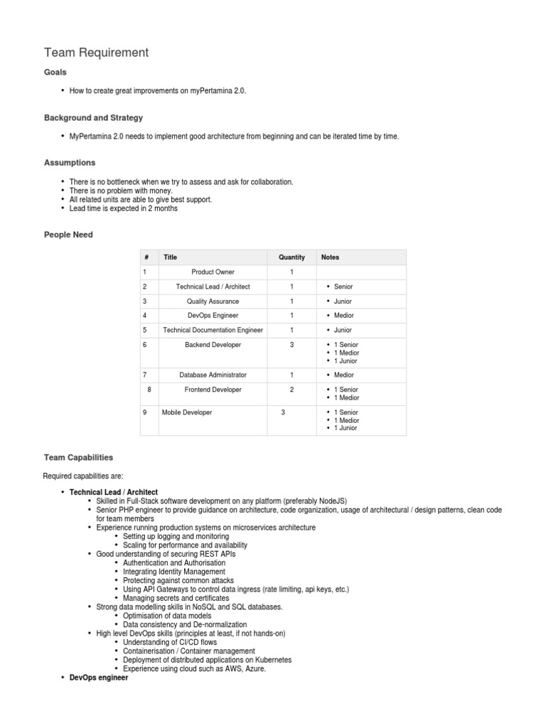 MyPertamina 2.0 Team Requirements Guide | PDF | Application Programming ...