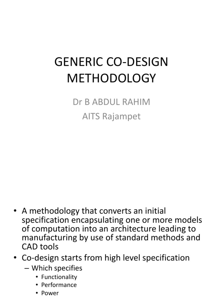 Generic Design Methodology | PDF | Simulation | Computer Architecture