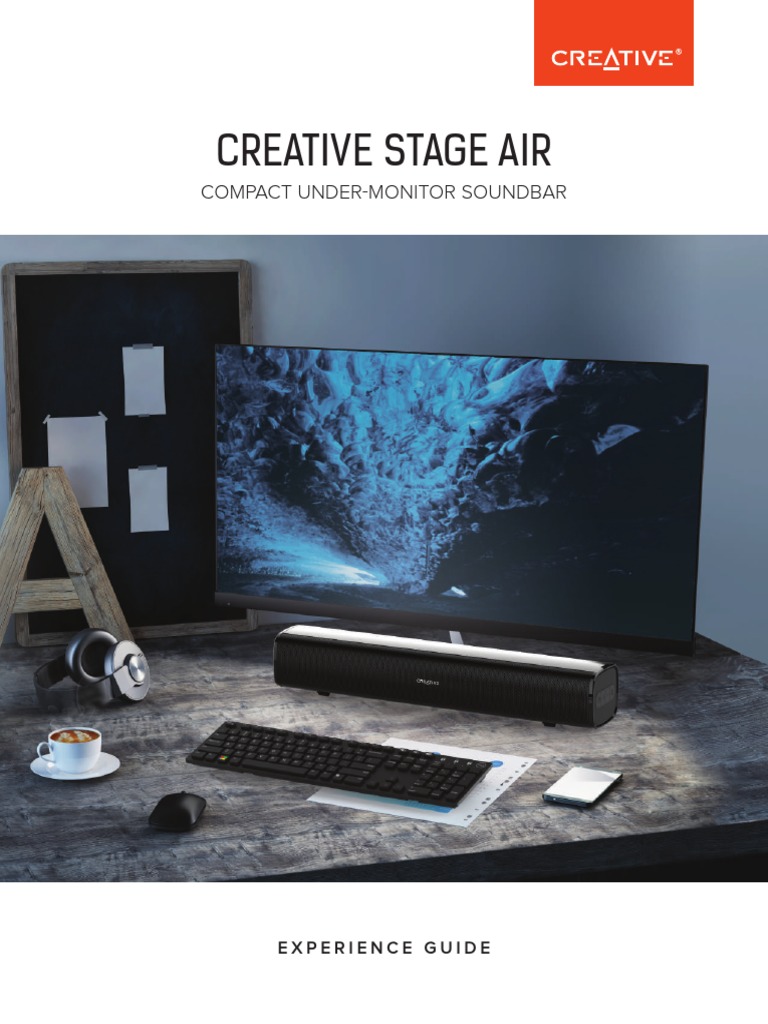 creative stage air compact multimedia under monitor soundbar