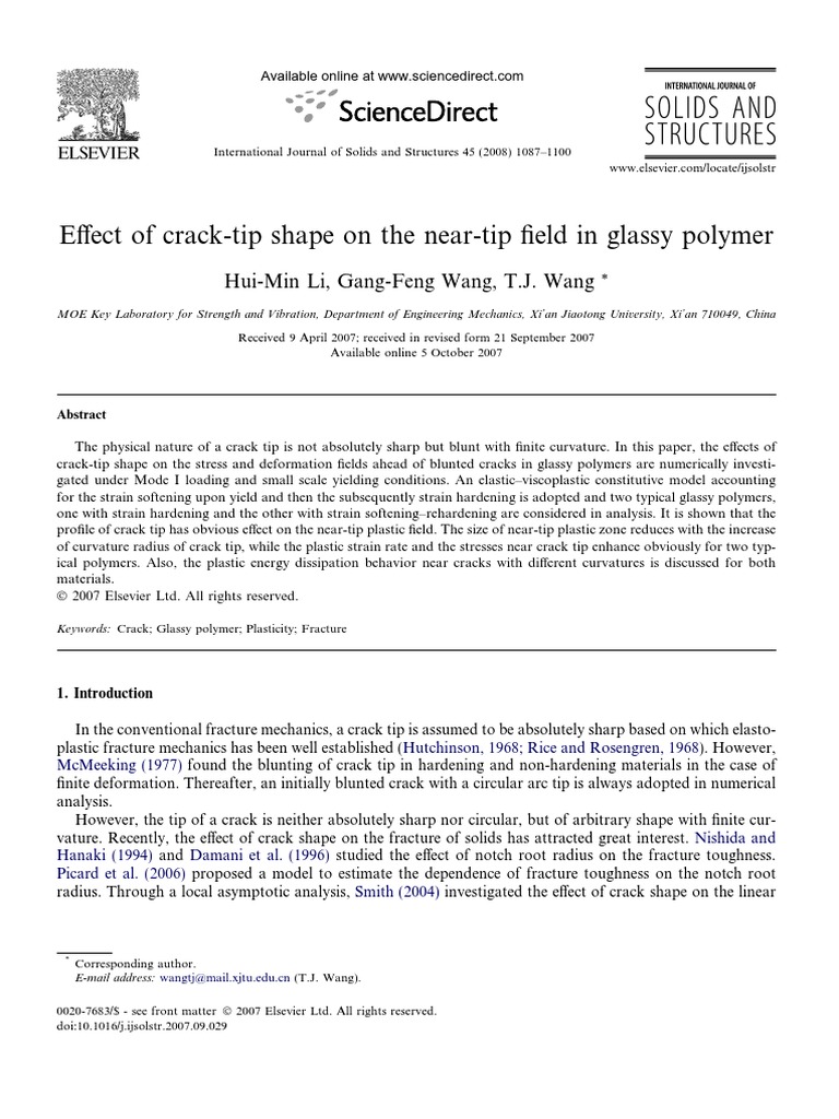 Effect of Crack Tip Shape On Fields PDF | PDF | Fracture Mechanics ...