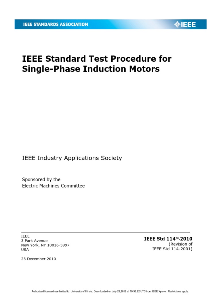 Ieee-Standard-Test-Procedure-For-Singlephase-Induction-Motors (IEEE 114 ...