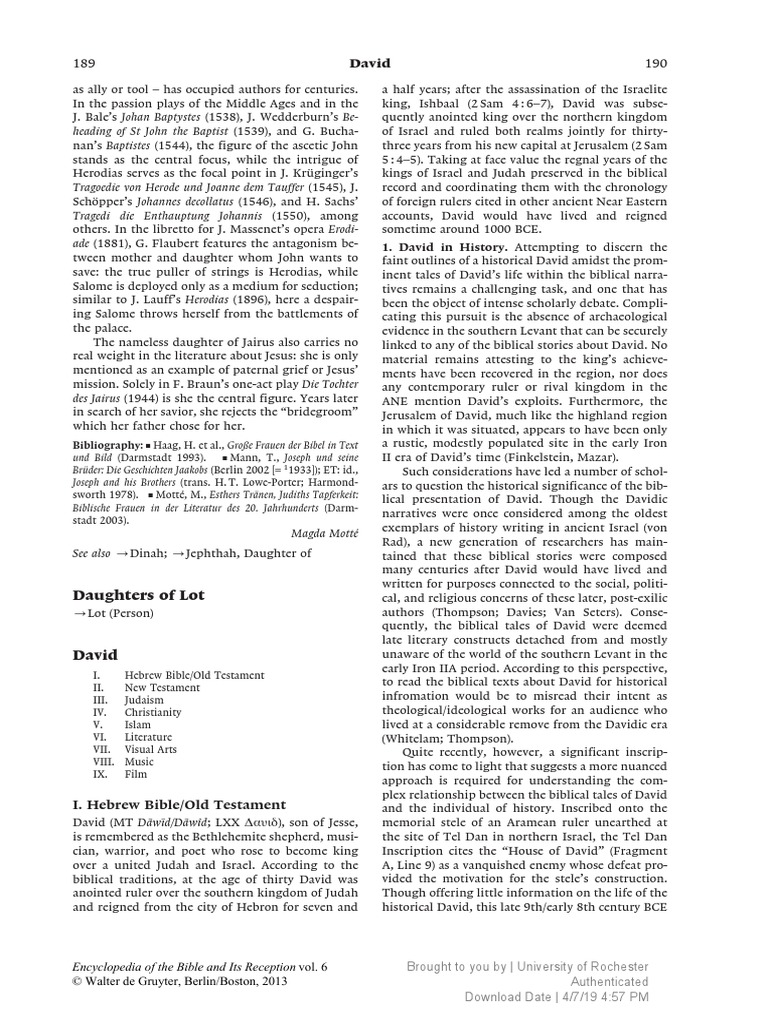 David - Encyclopedia of The Bible and Its Reception | PDF | David ...