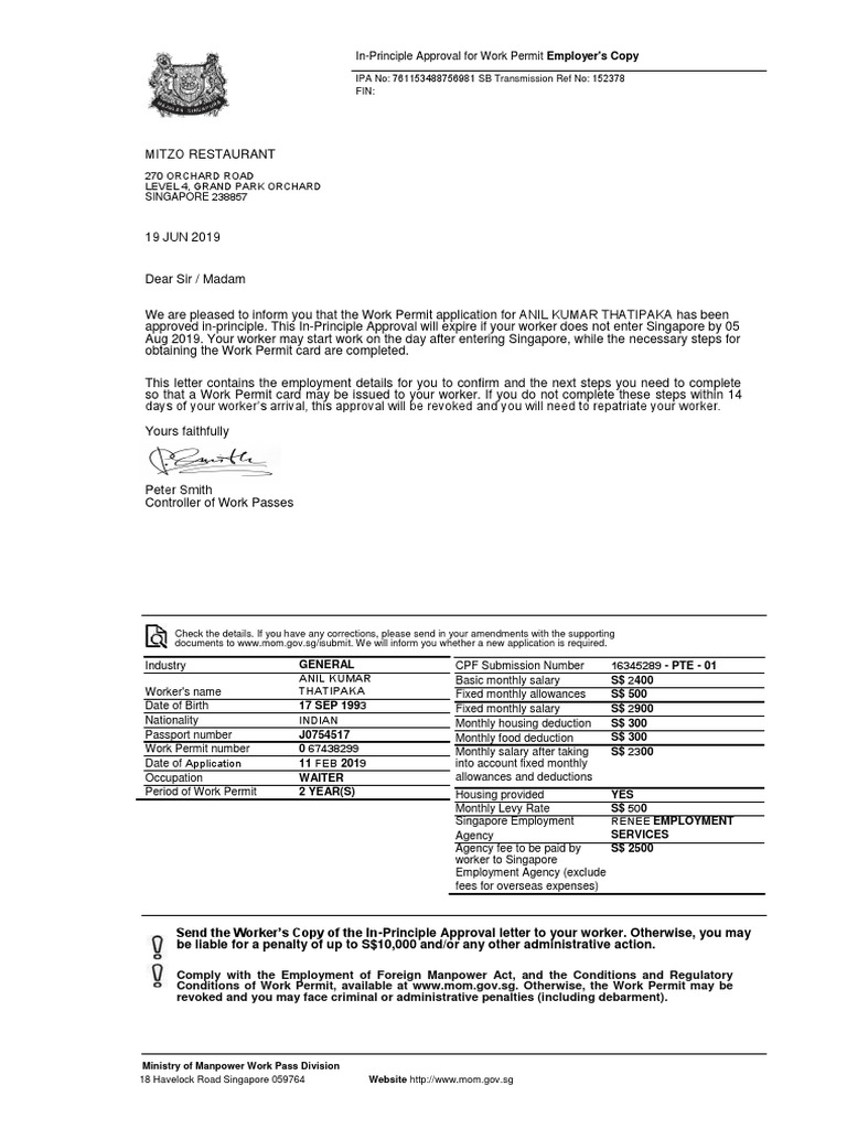 Image Result For Apply For A Work Permit Ministry Of Manpower