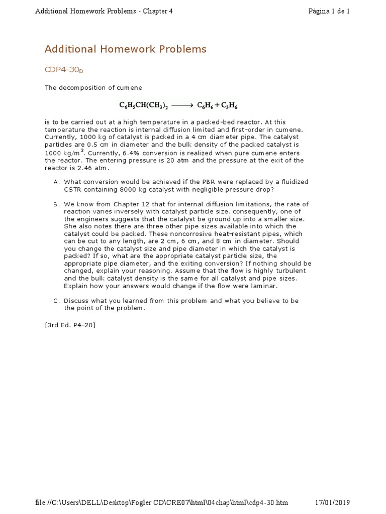 Chemical Engineering Homework | PDF