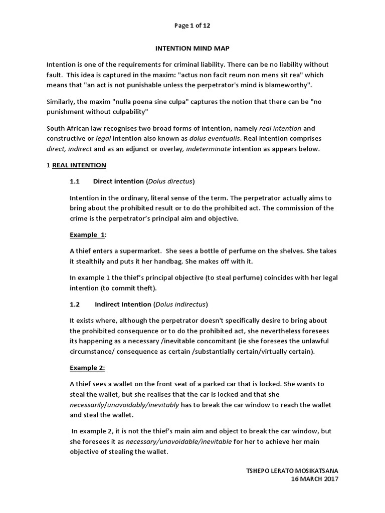 Understanding Forms of Intention in Law | PDF | Recklessness (Law ...