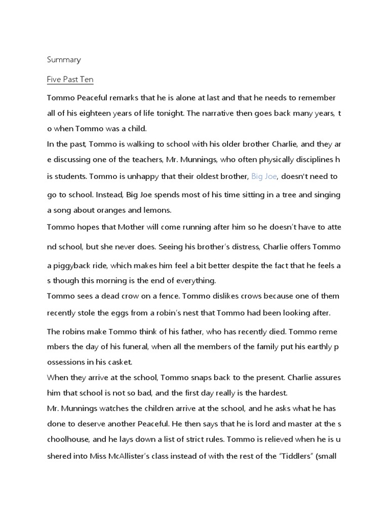 Private Peaceful Chapters Summary Nature