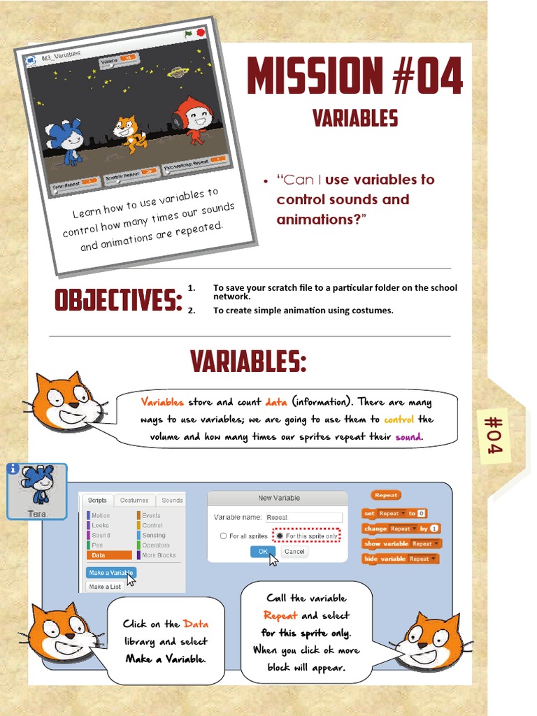 Scratch Code Variables & Repeats | PDF | Variable (Computer Science ...