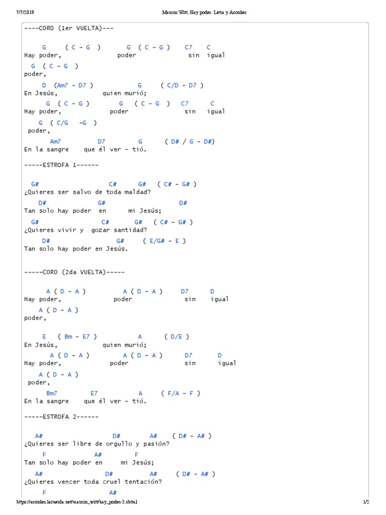 Hay Poder: Letra y Acordes | PDF | Entretenimiento (general)