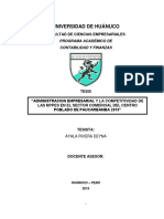 "Administracion Empresarial y La Competitividad de Las Mypes en El Sector Comercial Del Centro Poblado de Paucarbamba 2019" "