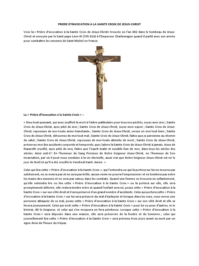 Priere d’Invocation a La Sainte Croix de Jesus-christ | Jésus