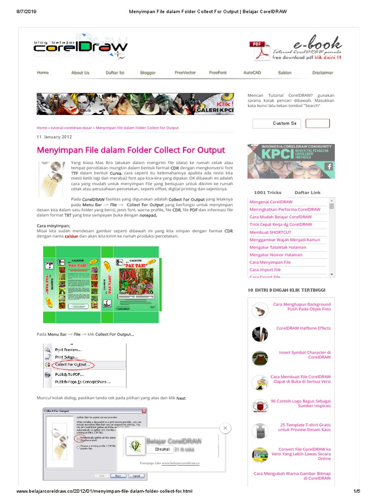 Menyimpan File Dalam Folder Collect For Output - Belajar CorelDRAW | PDF