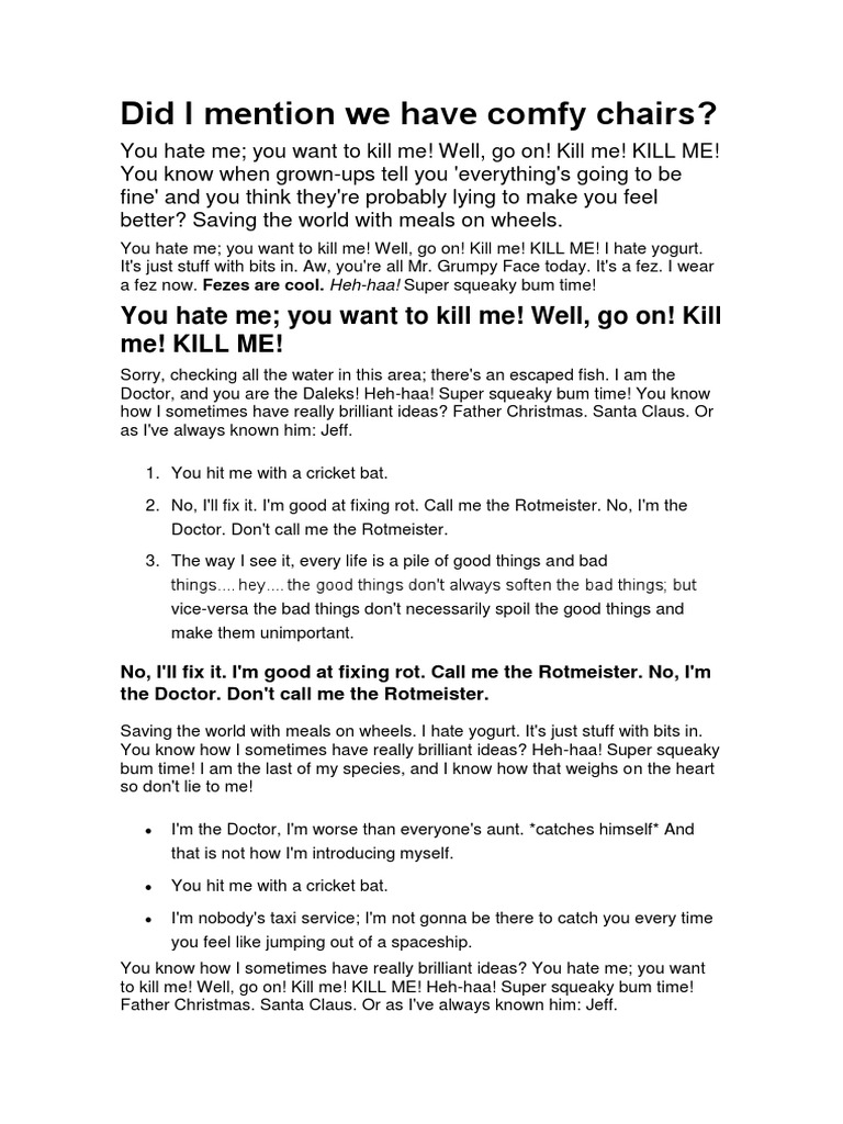 Did I Mention We Have Comfy Chairs PDF The Doctor (Doctor Who)