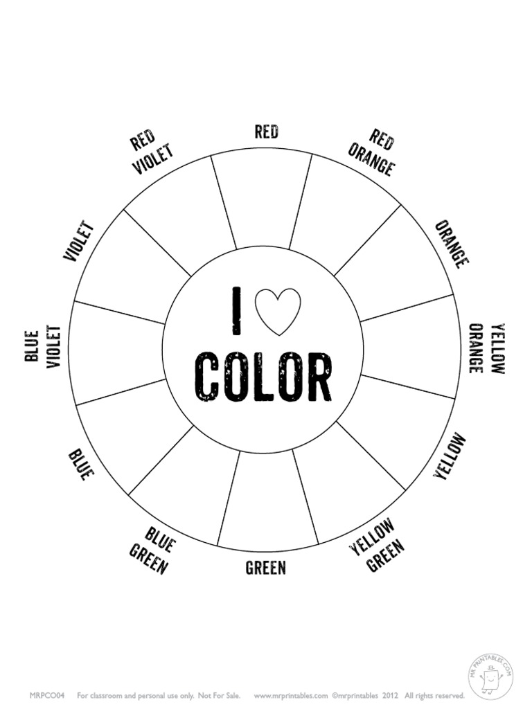 Mrprintables Tertiary Colors Color Wheel Blank LTR PDF | PDF | Color ...