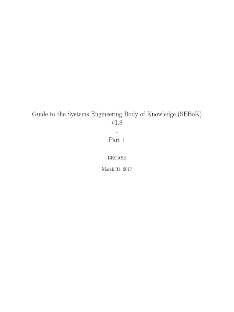 SEBoK 18 Part1 PDF | PDF | Systems Engineering | Wiki
