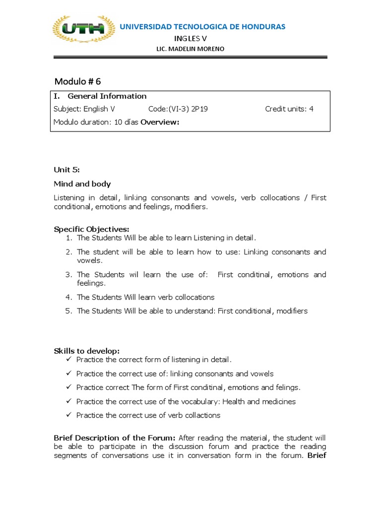 Modulo 6: English V Overview | PDF | Human Communication | Language ...