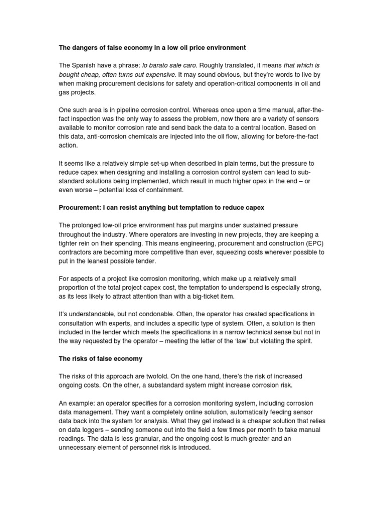 Avoiding False Economy in Corrosion Control | PDF | Risk | Corrosion