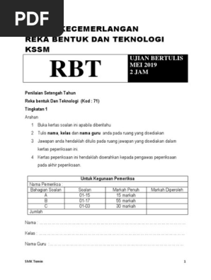 Soalan Peperiksaan Rbt Tingkatan Satu Pdf